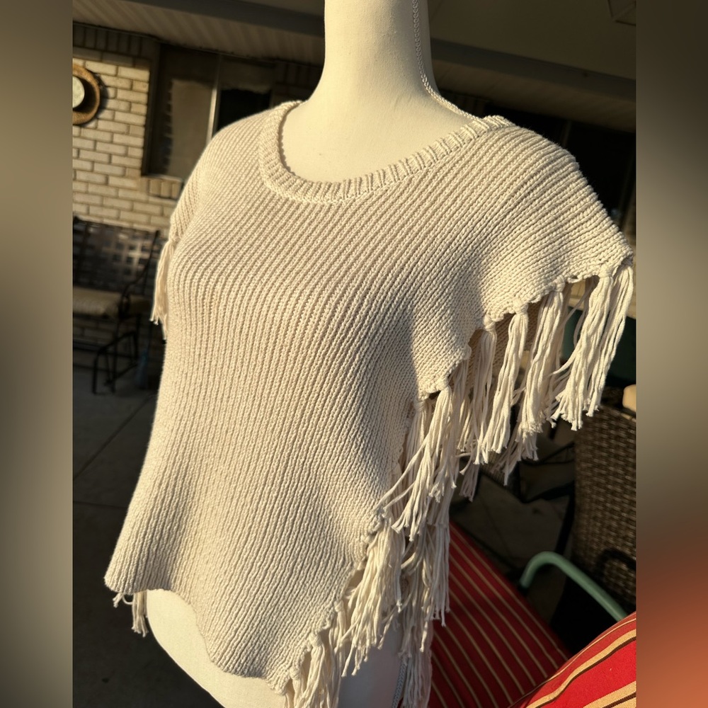 Cupcakes & Cashmere Cream Fringe Sweater